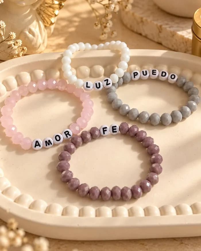 Pulsera de fe, palabras: amor, fe, luz o puedo